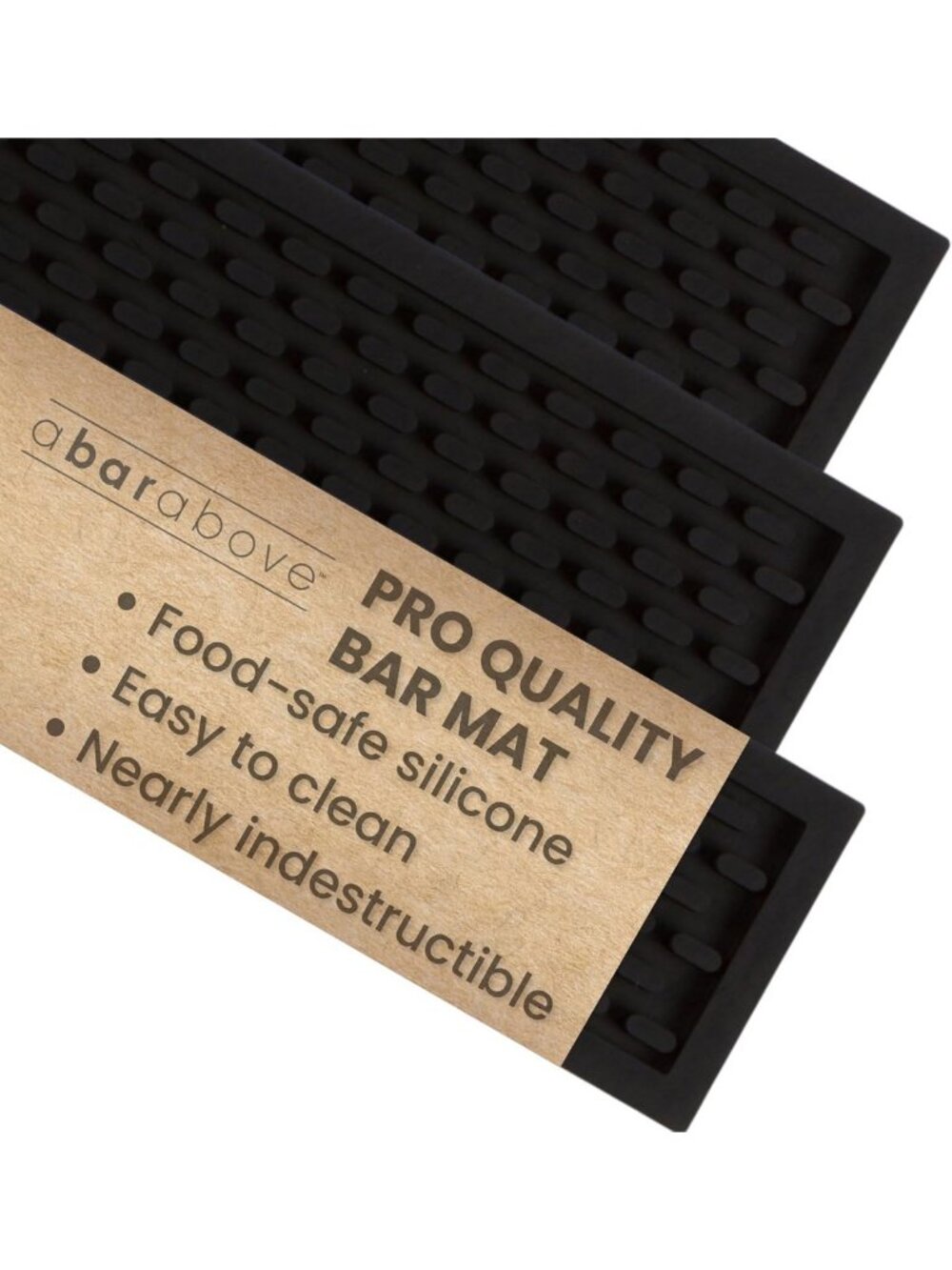 Heavy Duty Food Safe Silicone Bar Mat Set - 3.5” x 18” - Perfect for Home Bars